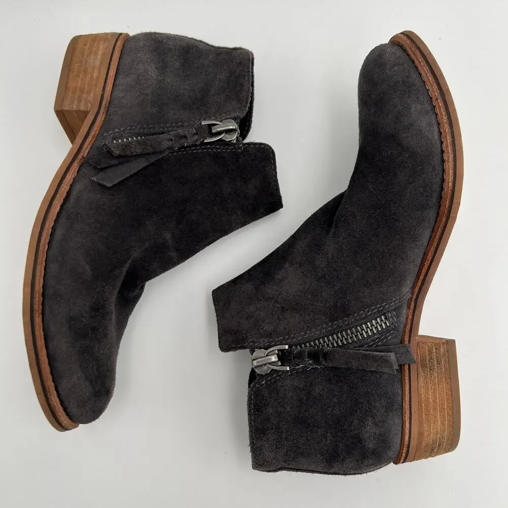Dolce Vita Sutton Ankle Bootie Womens 8 Gray Suede Leather Dual Side Zip Shoe